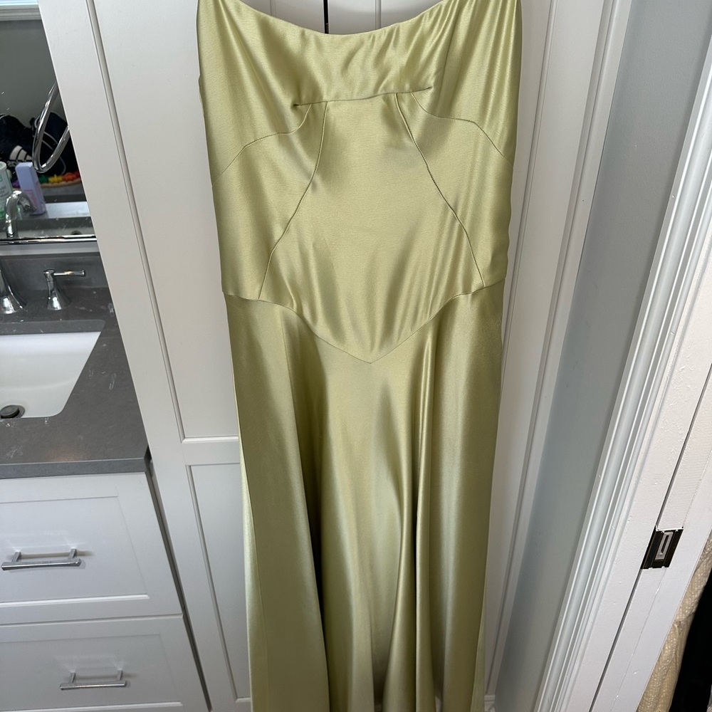 Anthropologie Satin Slip Maxi Dress in Pale Green - Picture 3 of 4